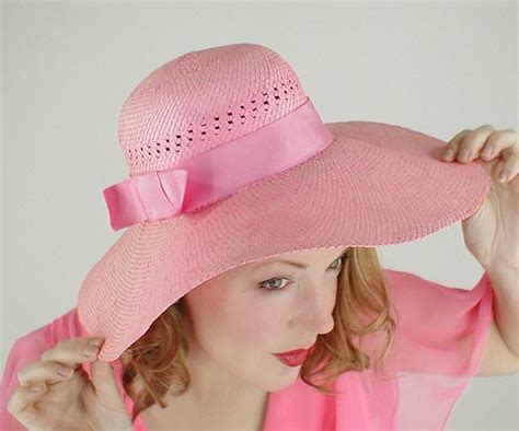 chanel hat vintage straw sun hat wide brim pink|Vintage Chanel Clothing .